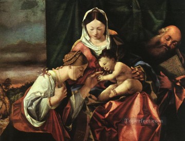聖カタリナの神秘的な結婚 ルネッサンス ロレンツォ・ロット Oil Paintings